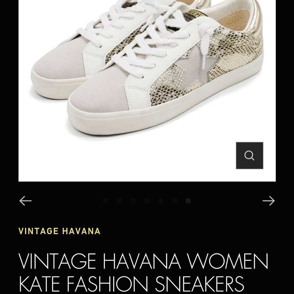 Vintage Havana Women's Gold and White Sneakers